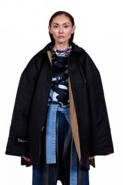 Black Quilted Oversize Coat