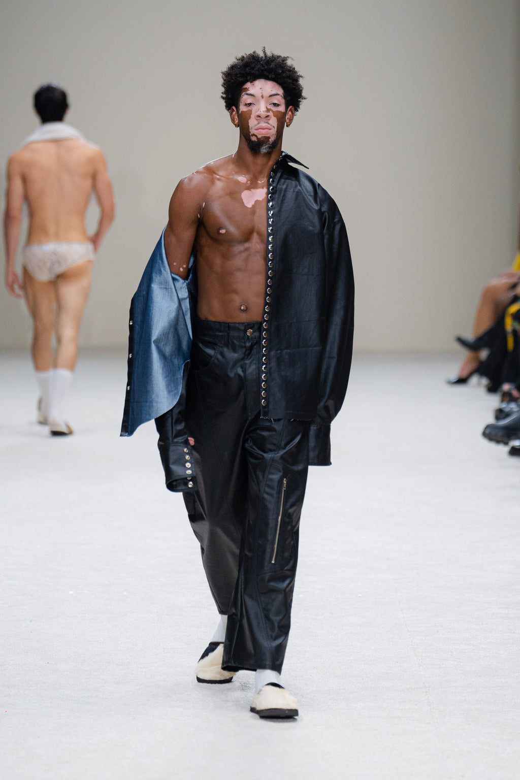Coated Biker Baggy Jeans