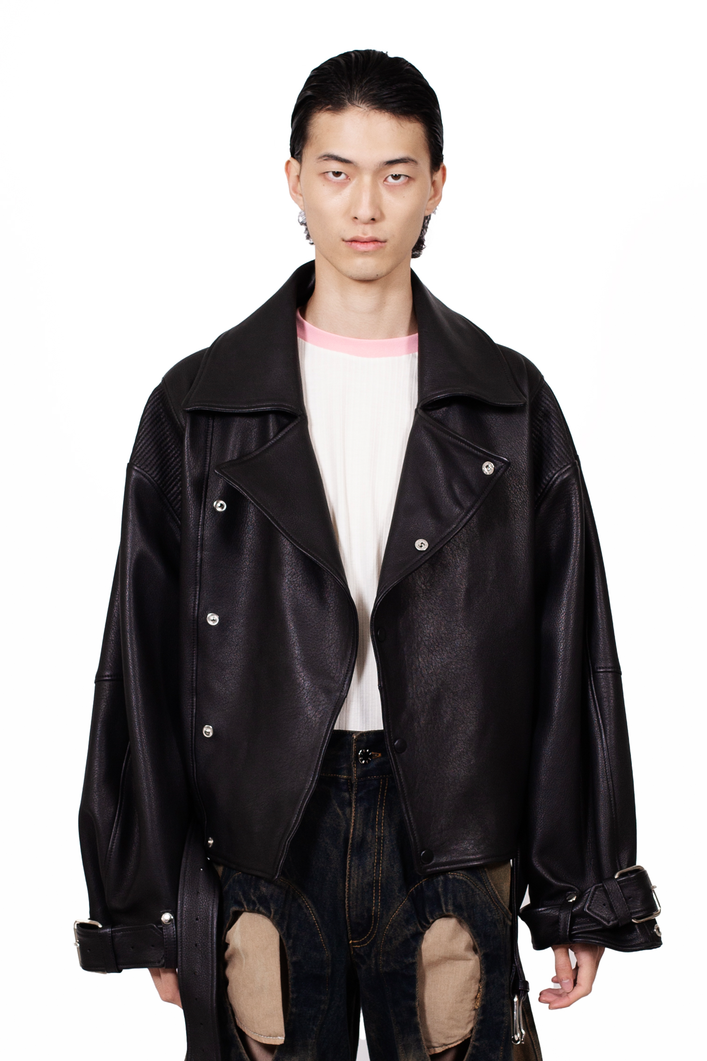 Rodeo Leather Jacket | Oversized Grained Leather Jacket by MANCANDY