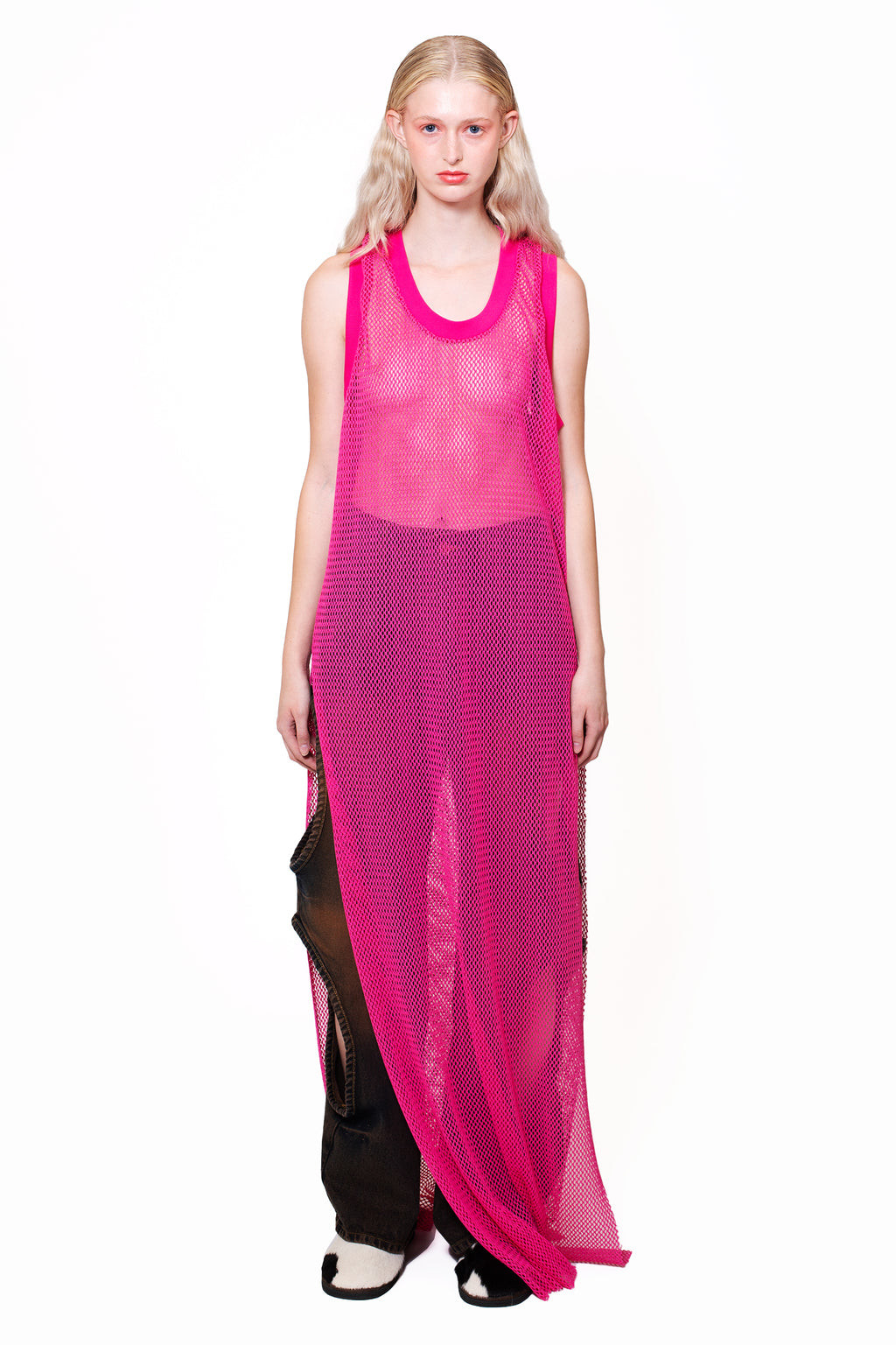Fishnet Tank-Dress Pink