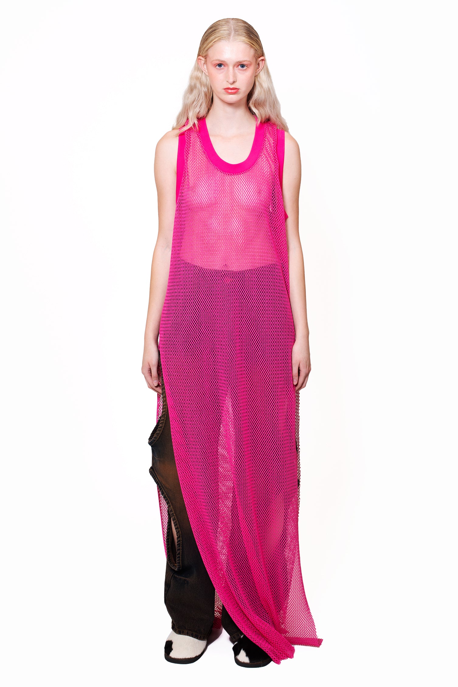 Fishnet Tank-Dress Pink