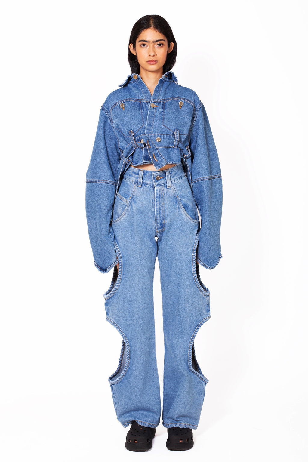 MANCANDY Bite Jeans® Classic, the original signature denim silhouette featuring side cut-outs and a flared leg.