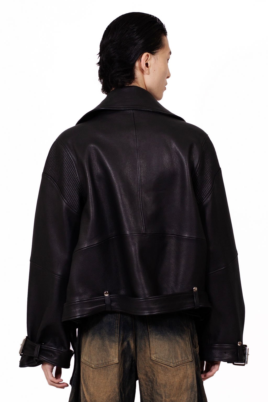 Rodeo Leather Jacket | Oversized Grained Leather Jacket by MANCANDY