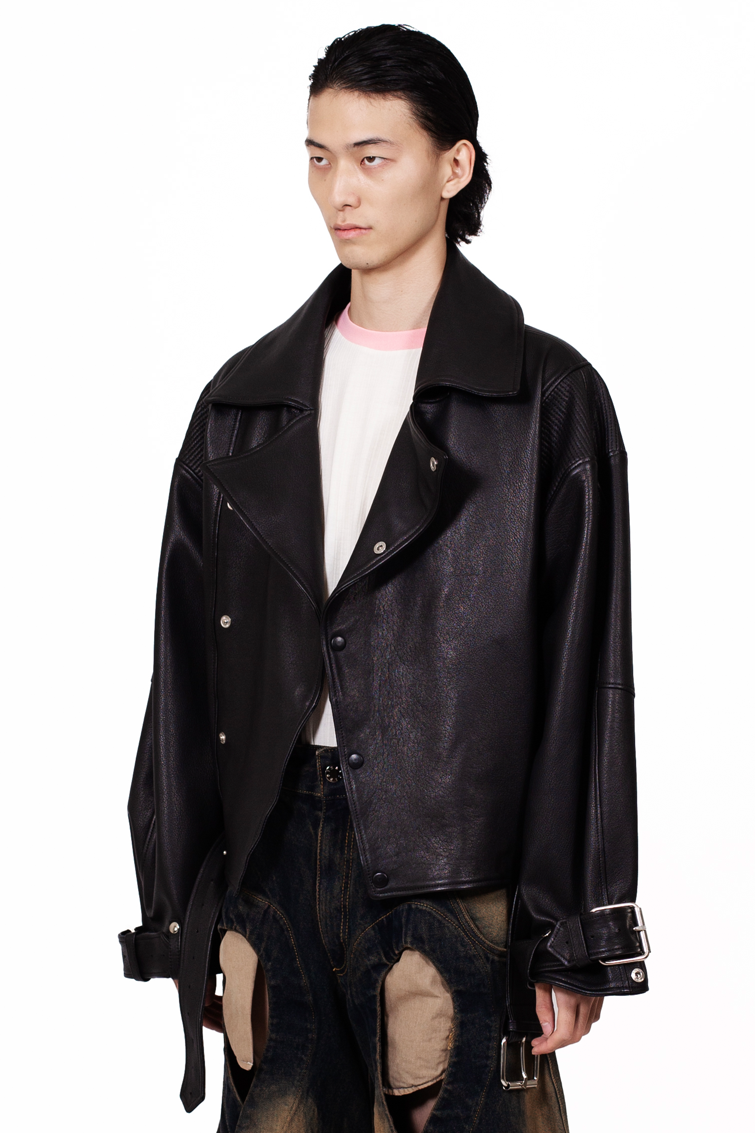 Rodeo Leather Jacket | Oversized Grained Leather Jacket by MANCANDY