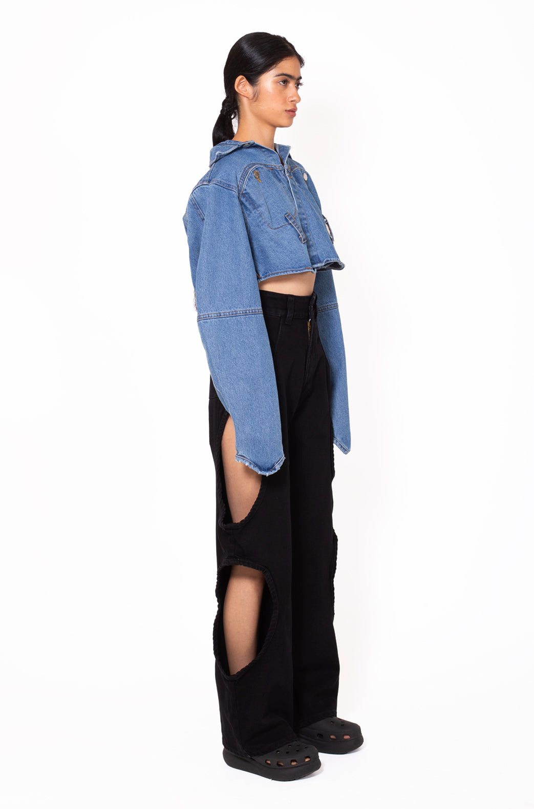 MANCANDY Bite Jeans® Black in cotton denim featuring signature side cut-outs and a flared leg silhouette.