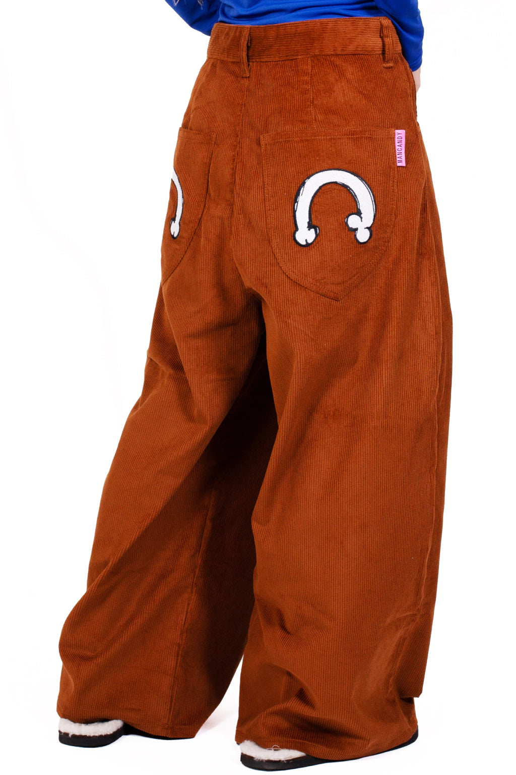 MANCANDY Corduroy Wide Pants in heavyweight mocha corduroy featuring an exaggerated wide-leg silhouette and five-pocket construction.