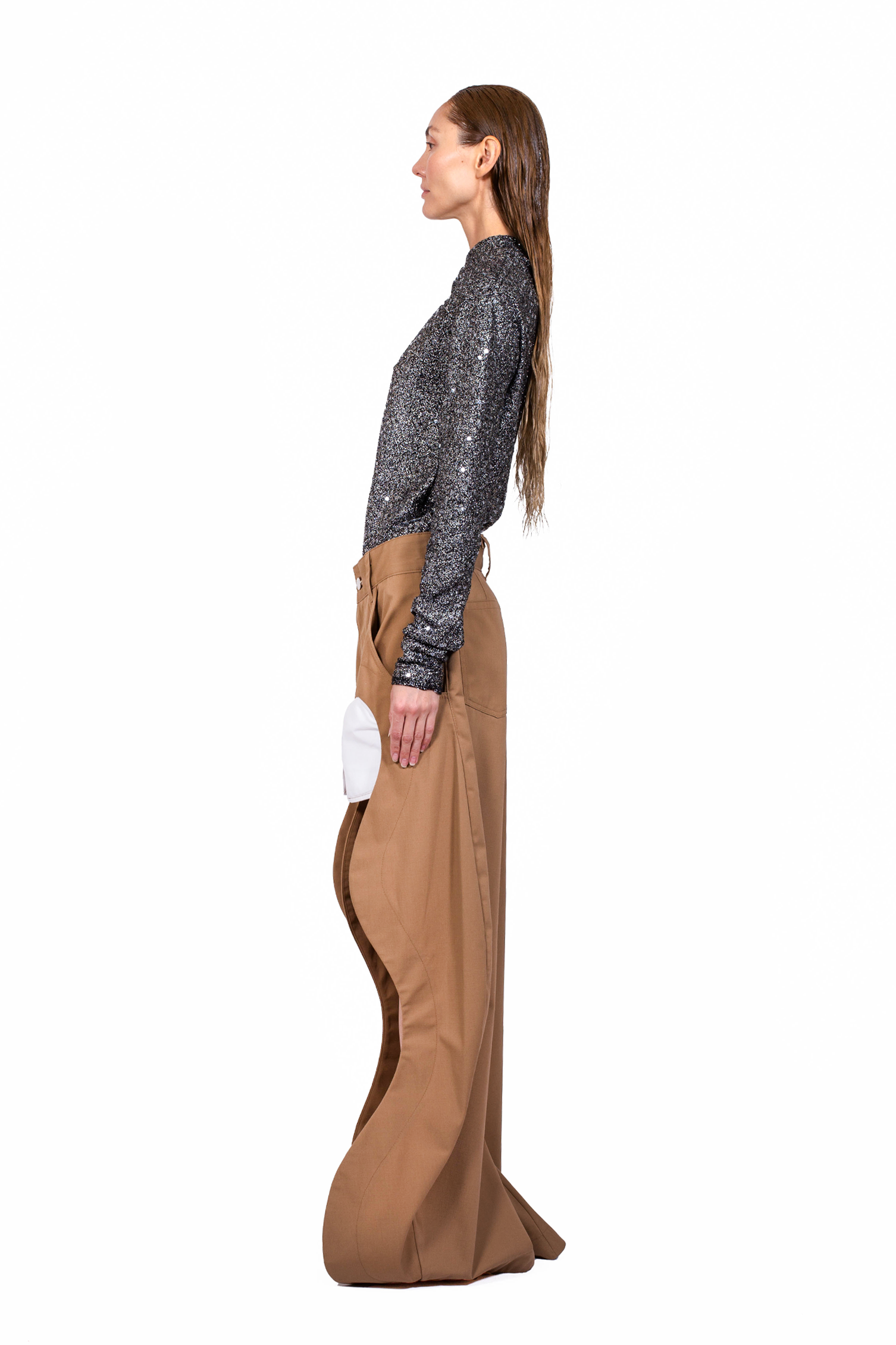 MANCANDY Rodeo Skant in cotton gabardine featuring open front panels, contrasting patch pockets and a relaxed wide-leg silhouette.