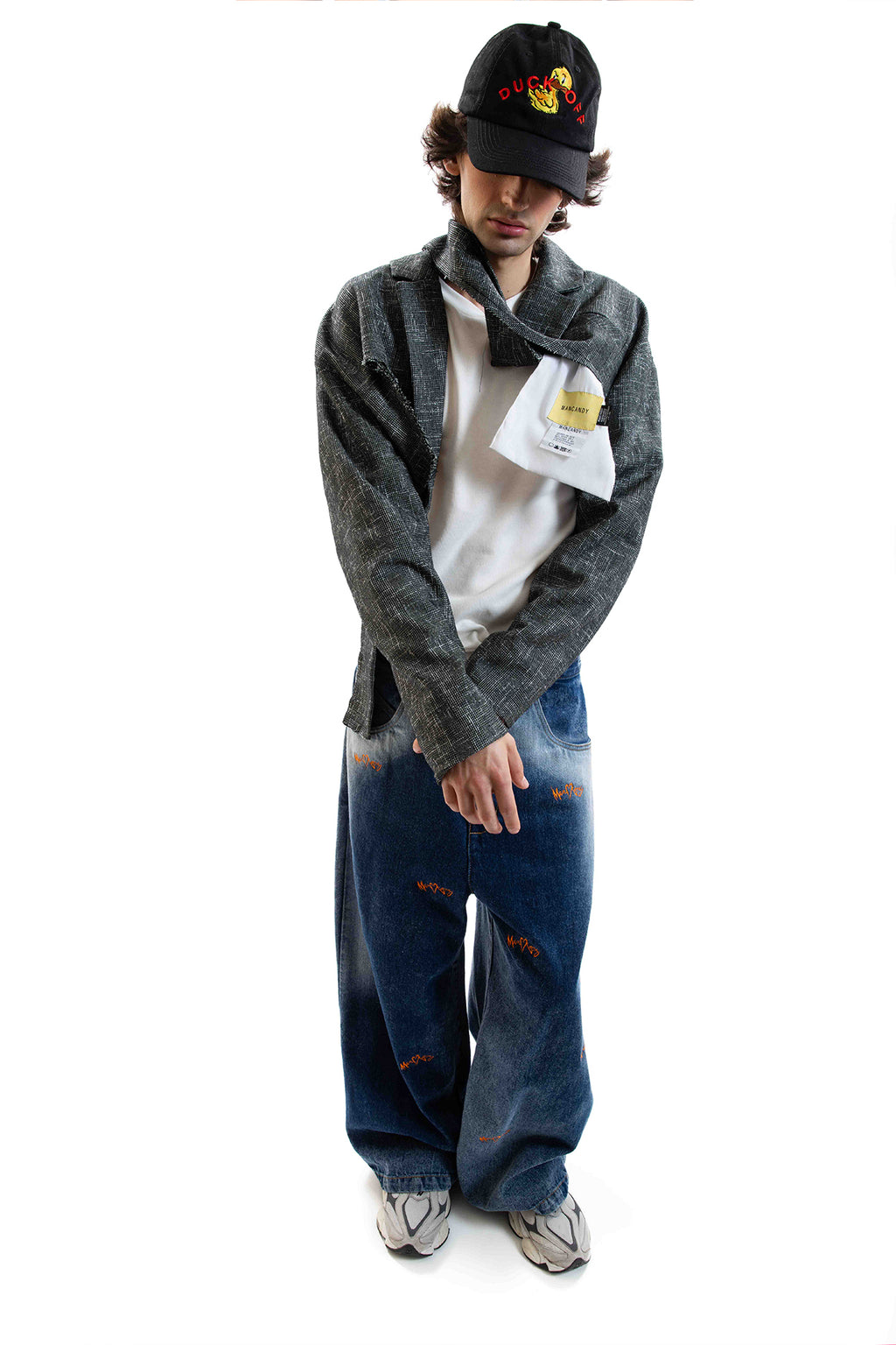 Orange Heart Embroidered Jeans