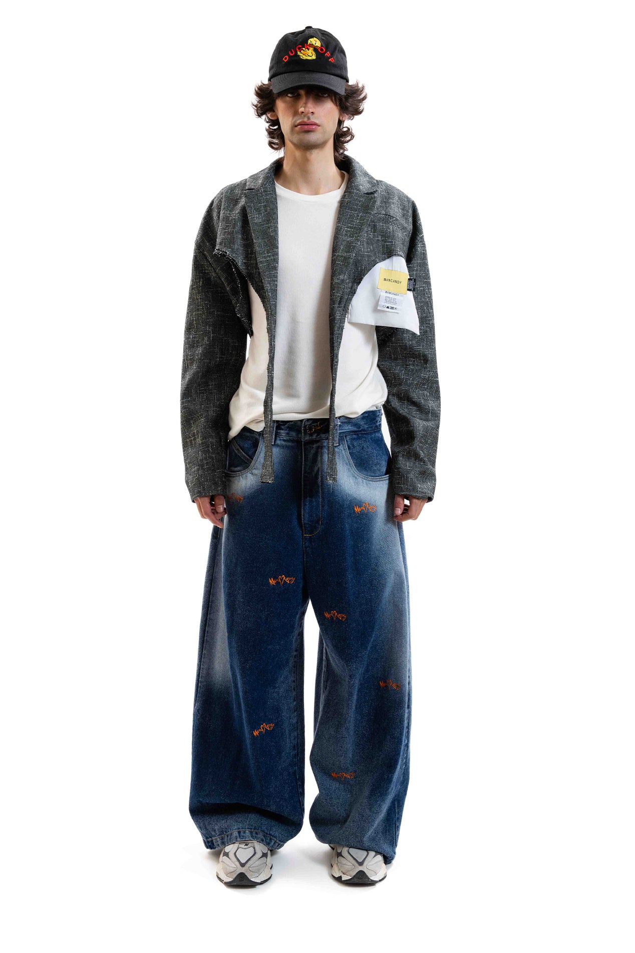 Orange Heart Embroidered Jeans