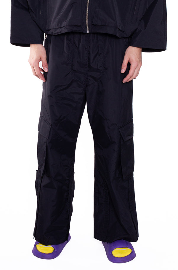 Cargo Wide Track-Pants Black
