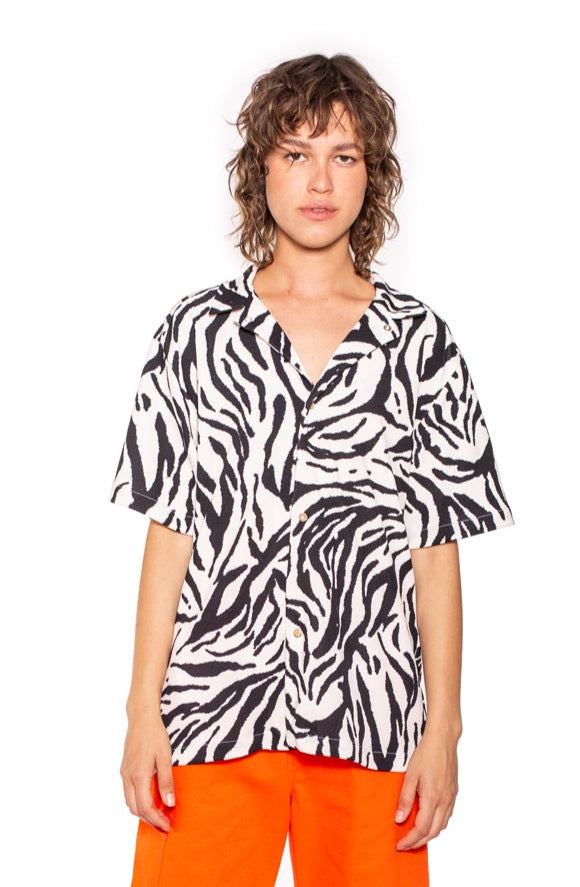 Zebra Camp-Collar Shirt