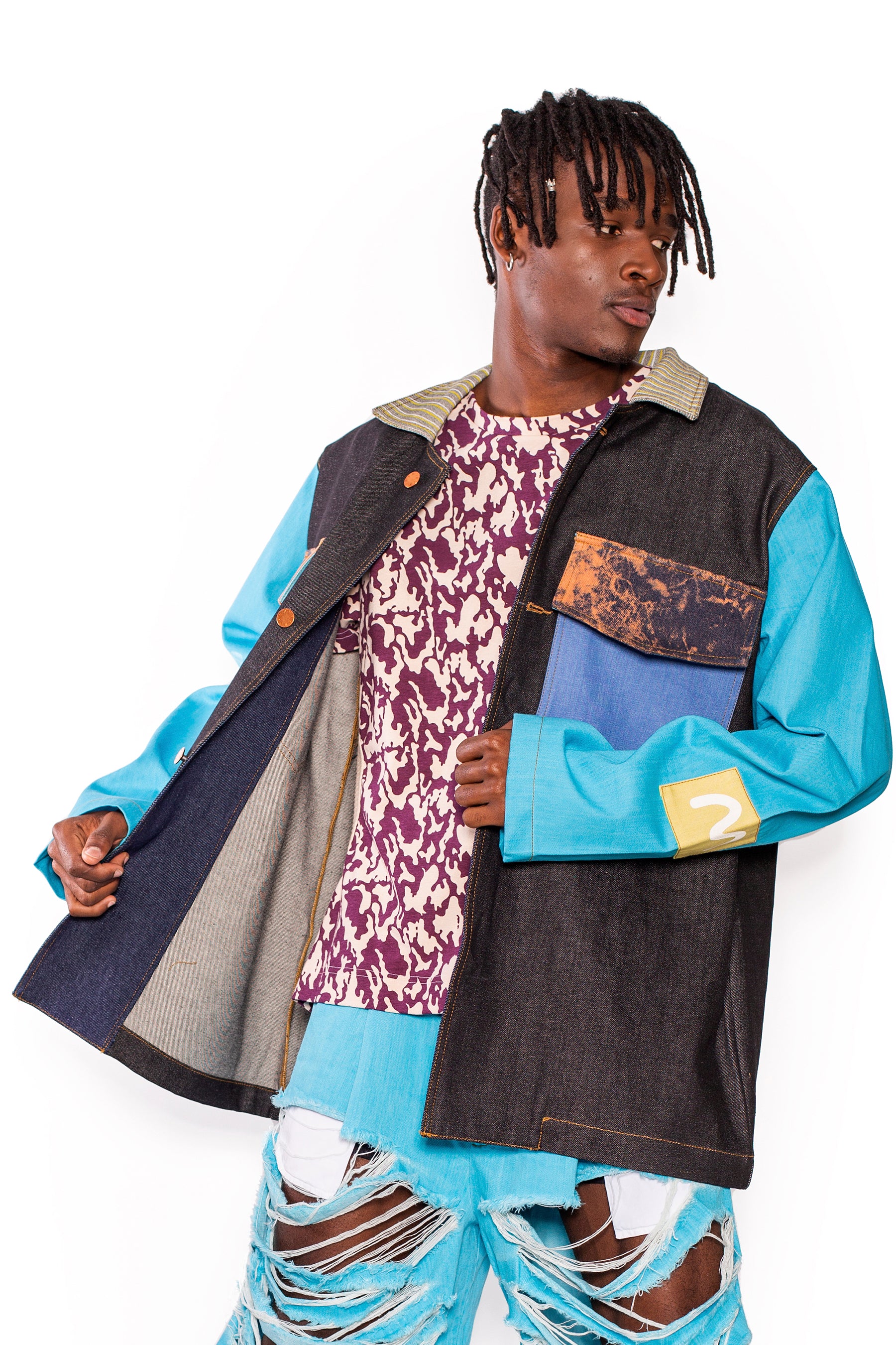 Paneled Denim Cazadora