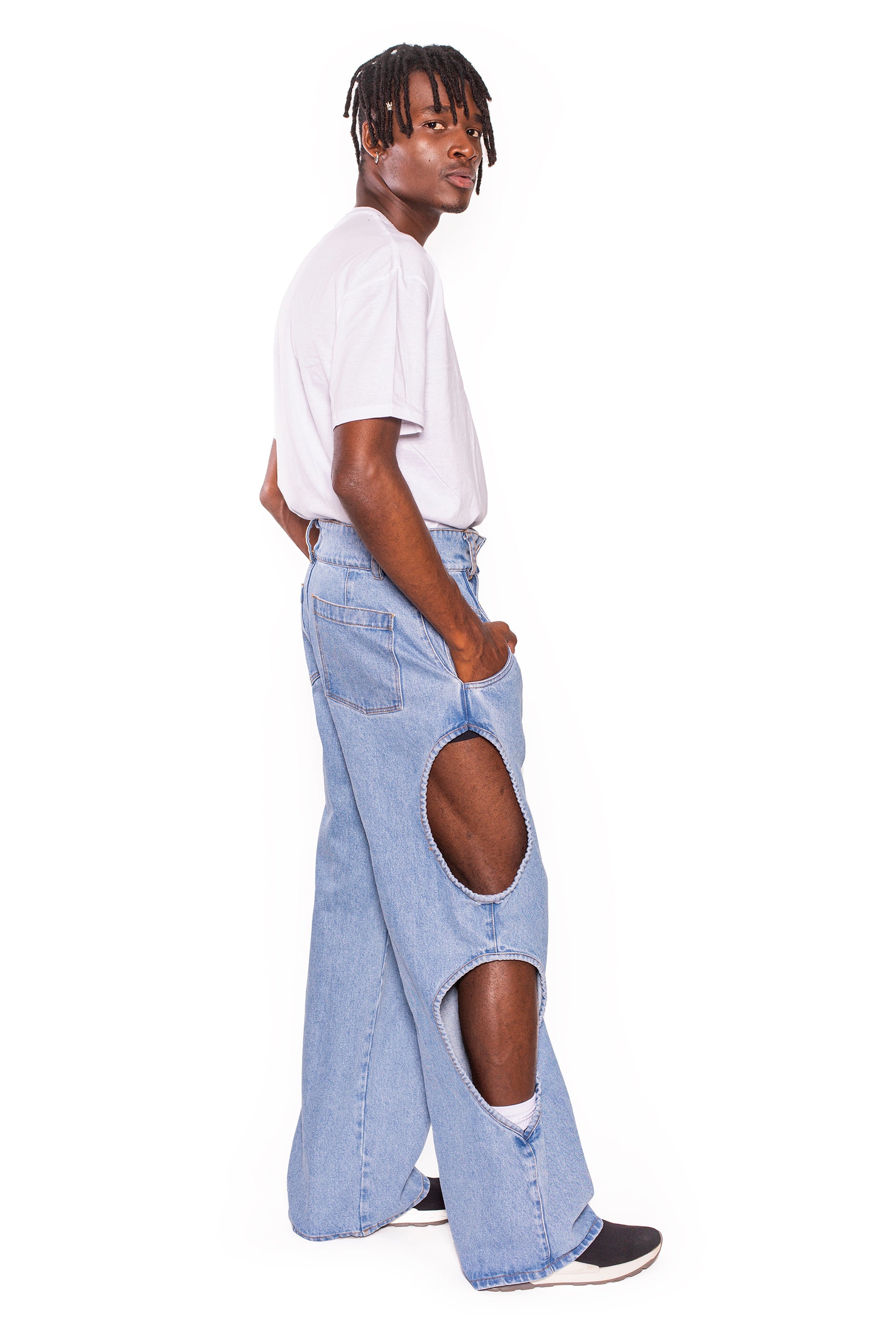 MANCANDY Bite Jeans® Classic, the original signature denim silhouette featuring side cut-outs and a flared leg.